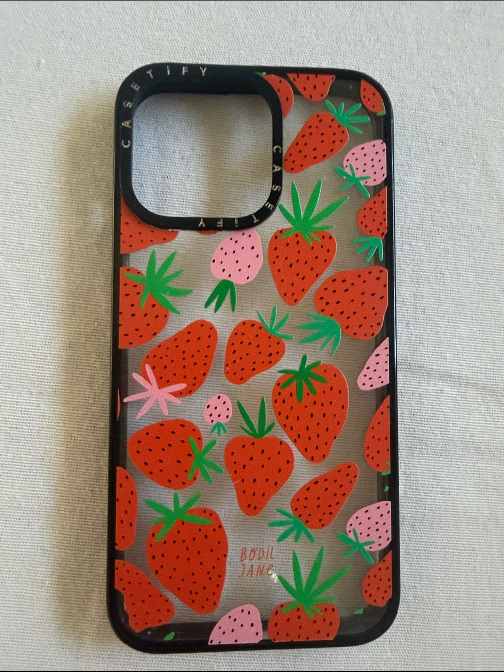Casetify Strawberry Pattern Clear Case — Red, Pink & Green 15 
Pro Max iPhone